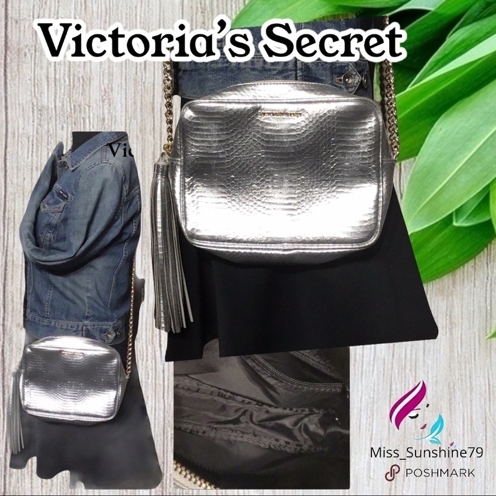 Victoria’s Secret - DIVA silver chain cross body bag 💋 tassel full zipper